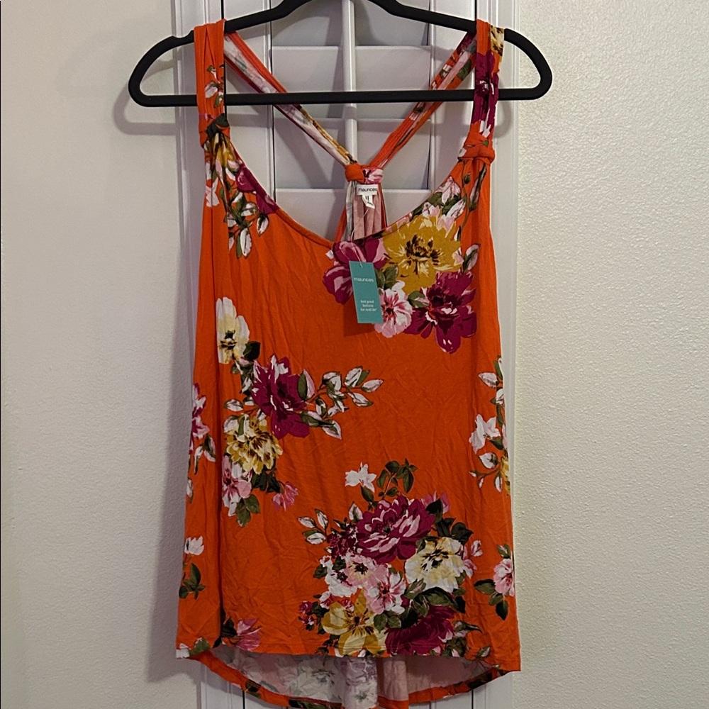 NWT Maurices Floral Orange Tank Top